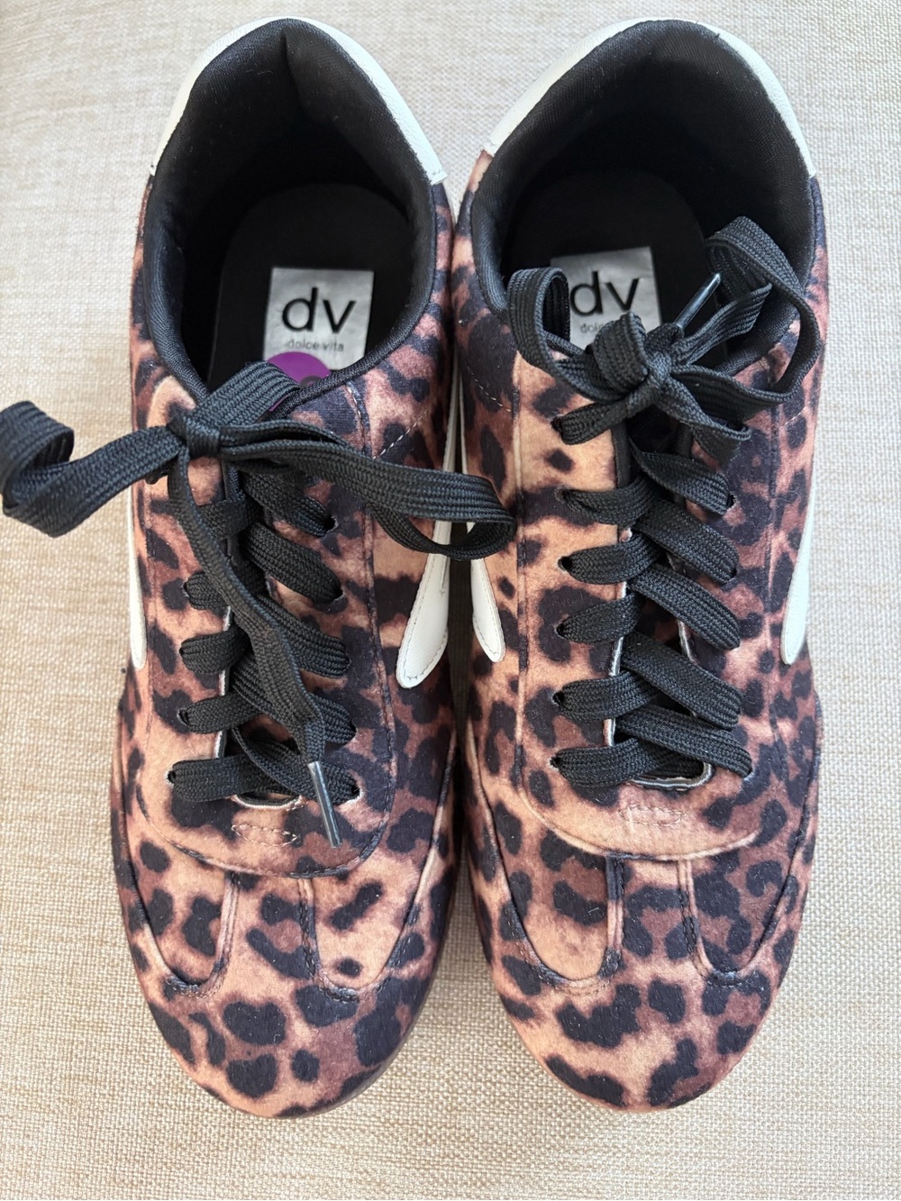 Dolce Vita Leopard-Print Lace-Up Sneakers in Brown and Black